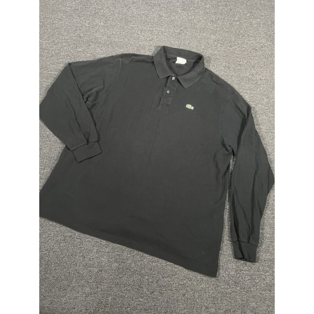 Lacoste Long Sleeve Collared Polo Shirt Men's 8 Black Knit Preppy‎